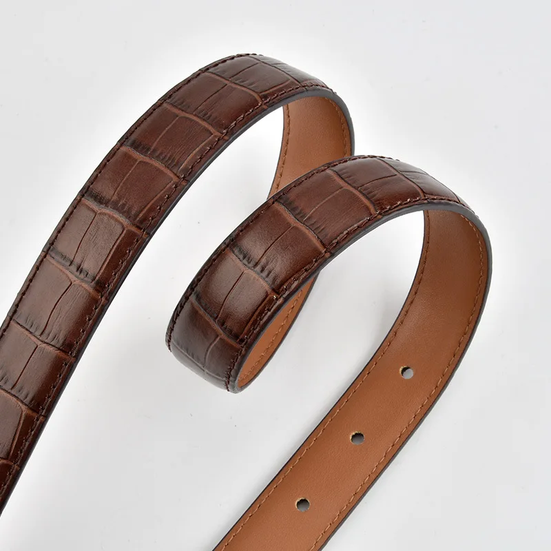 本革クロコダイル柄レトロファッションレディースピンバックルベルト多用途トレンドカジュアルジーンズ牛革ベルト