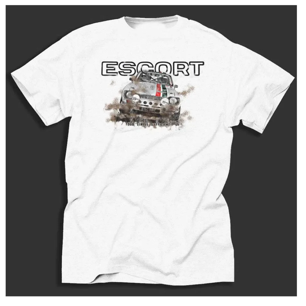 Summer Mens Short Sleeve Cool Casual Mk1 Escort Rallying Retro Racings Car White T-Shirt Ideal Gift Men'S Tee Shirt Unisex