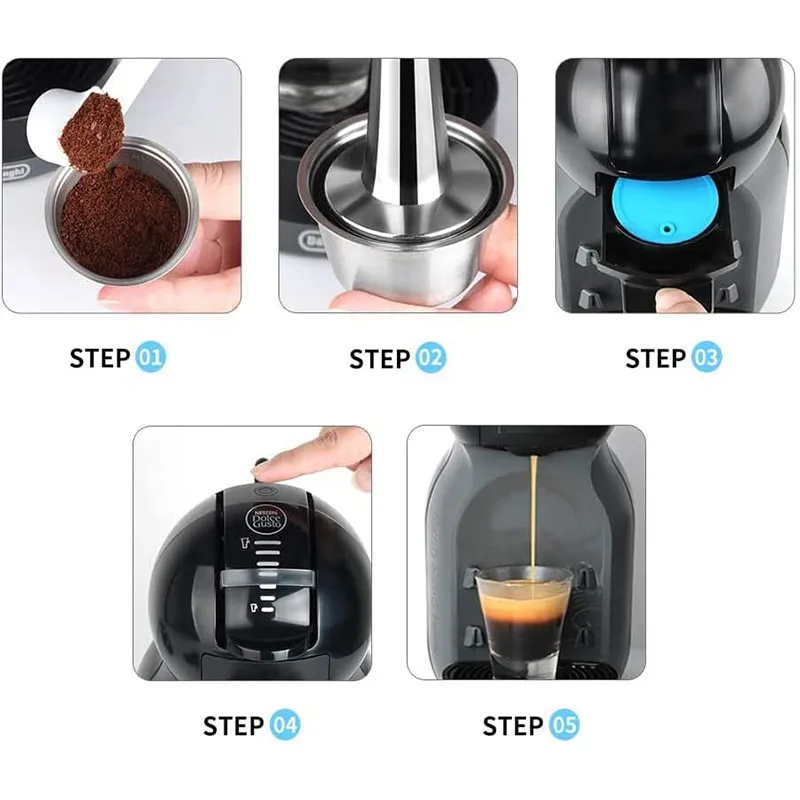 i Cafilas Rechargeable Coffee Capsule for Dolce Gusto Stainless Steel with Nescafe Dolce Gusto models Not suitable for Nespresso