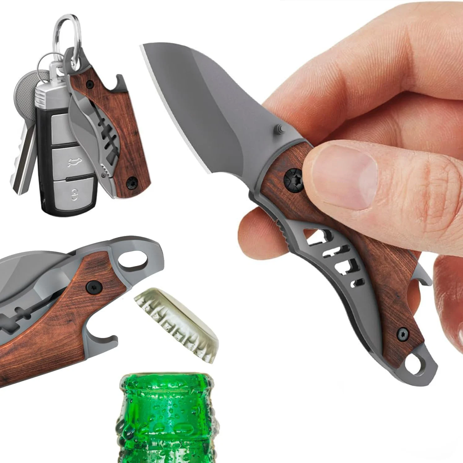 

Multi-functional Pocket Knife for Men, Keychain with Bottle Opener-Perfect EDC Tool for Outdoor Adventures, Daily＆Home Use