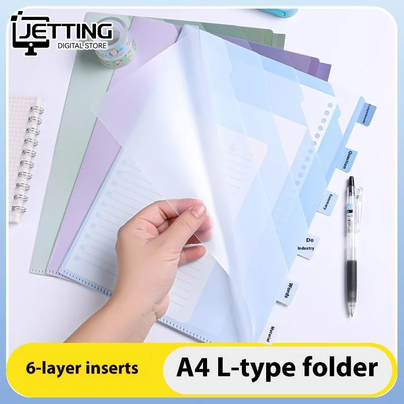 

✍Gradient Multi-Layer Folder A4 Subject Classification Test Paper Folder Transparent L-Shaped Folder 6-Layer Classification File