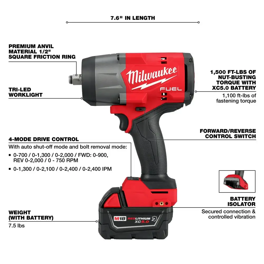 Milwaukee 2967-22 M18 FHIW2F12 FUEL 18V 1/2 \
