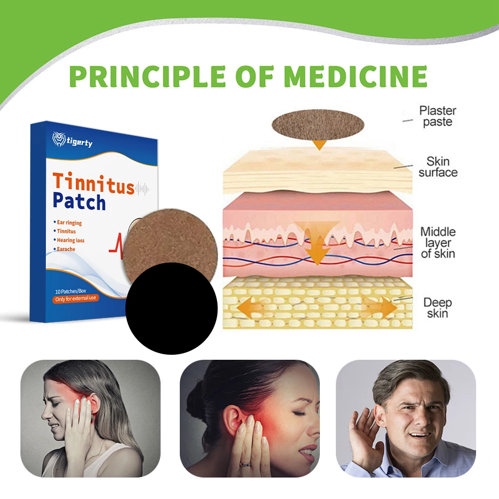 رقعة طنين الأذن تخفف الانزعاج سبب طنين الأذن، حالة مستقرة، سهلة الاستخدام، محتوى عالي من الطب، سهلة الامتصاص.