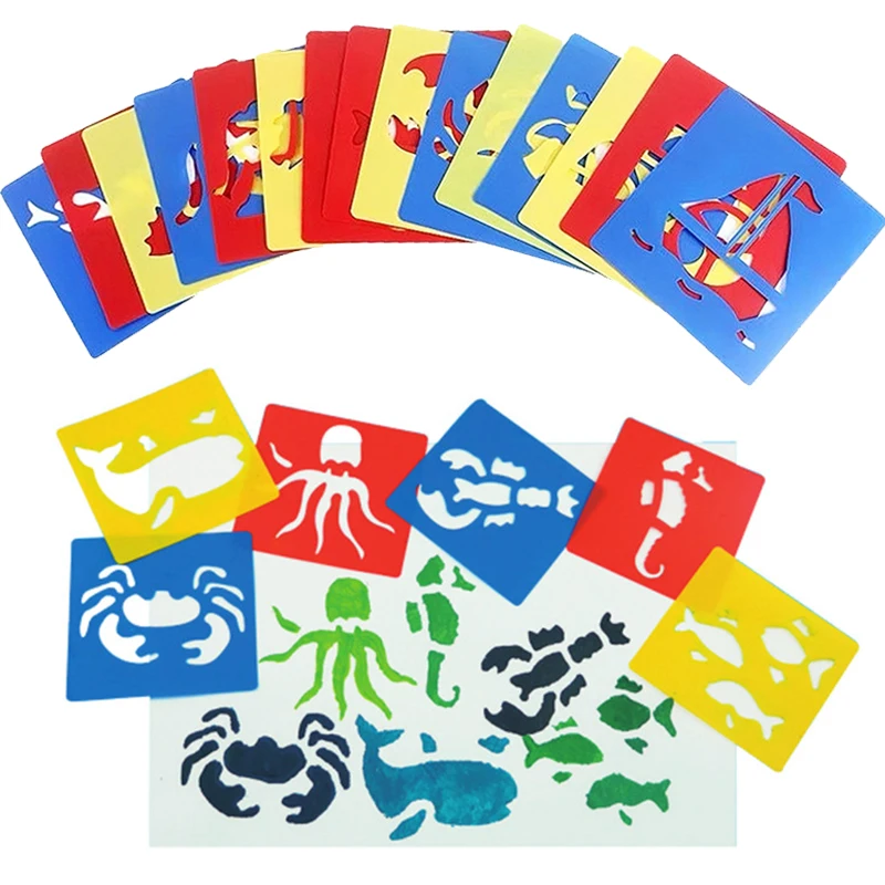 12/24PCS Hollow Out Graffiti Stencils Creative Plastic Drawing Template Reusable DIY Drawing Stationery Artclass Craft Props ZYF
