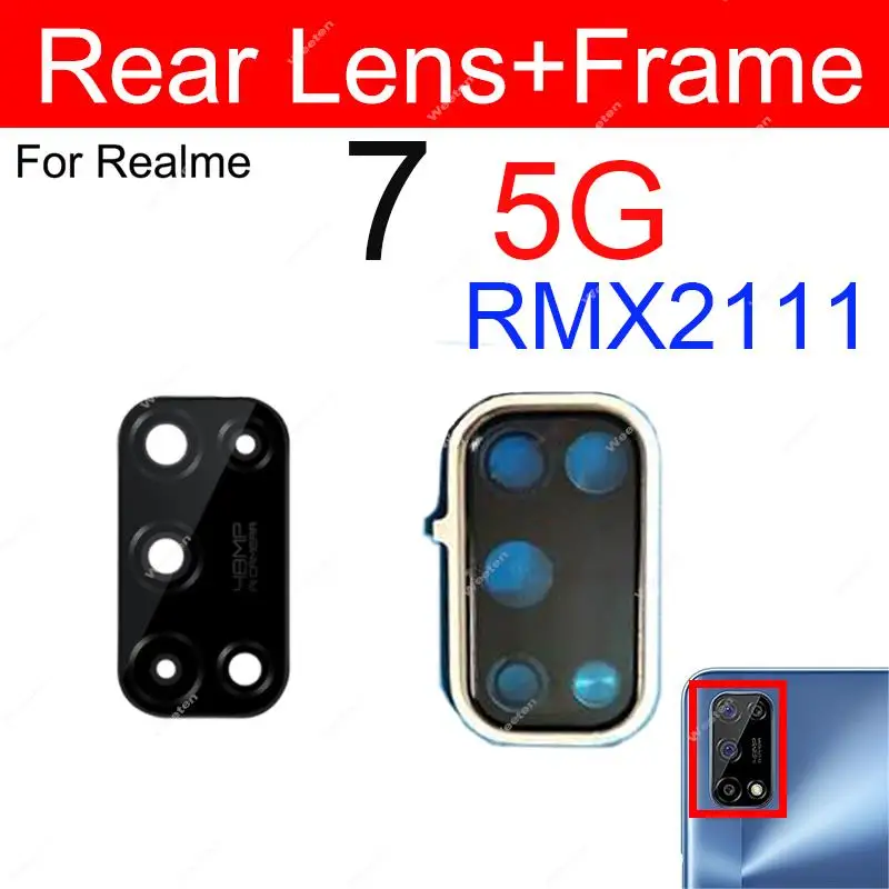 Back Camera Glass Lens Cover For Realme 6 6Pro 6i 7 Pro 7i 8 8i 5G Rear Camera Lens with Frame Ring Holder Parts