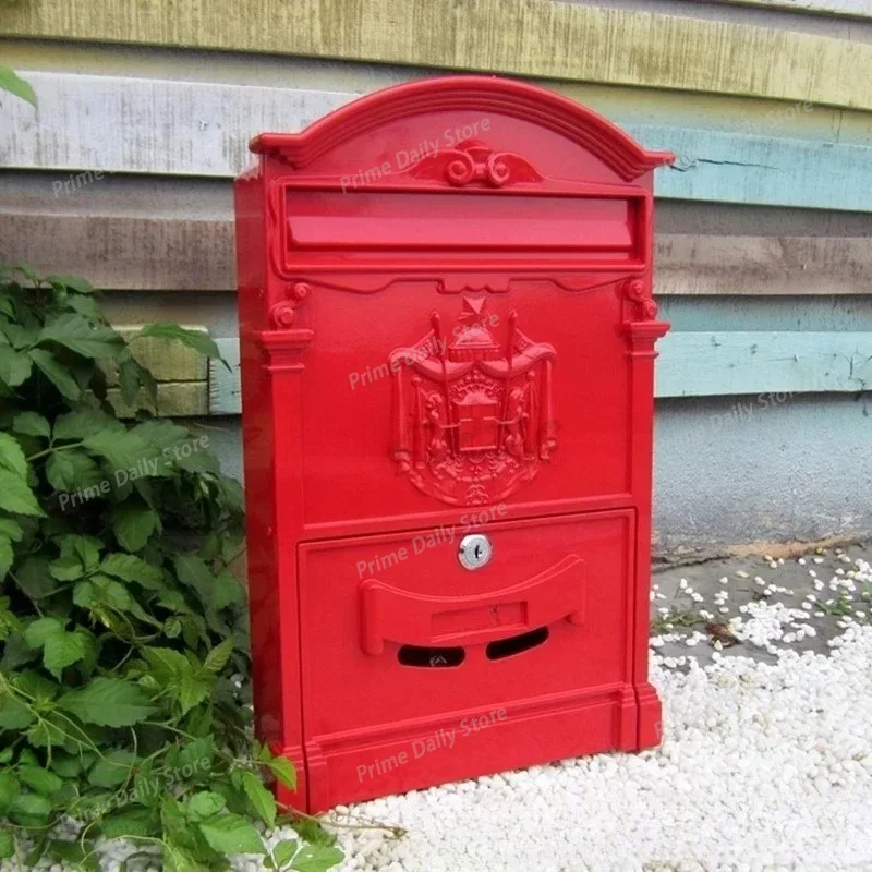 Cast Aluminum Baroque Style Villa Mailbox, Courtyard Letter Box, Outdoor Post Box Outdoor Creative Decoration Front Panel