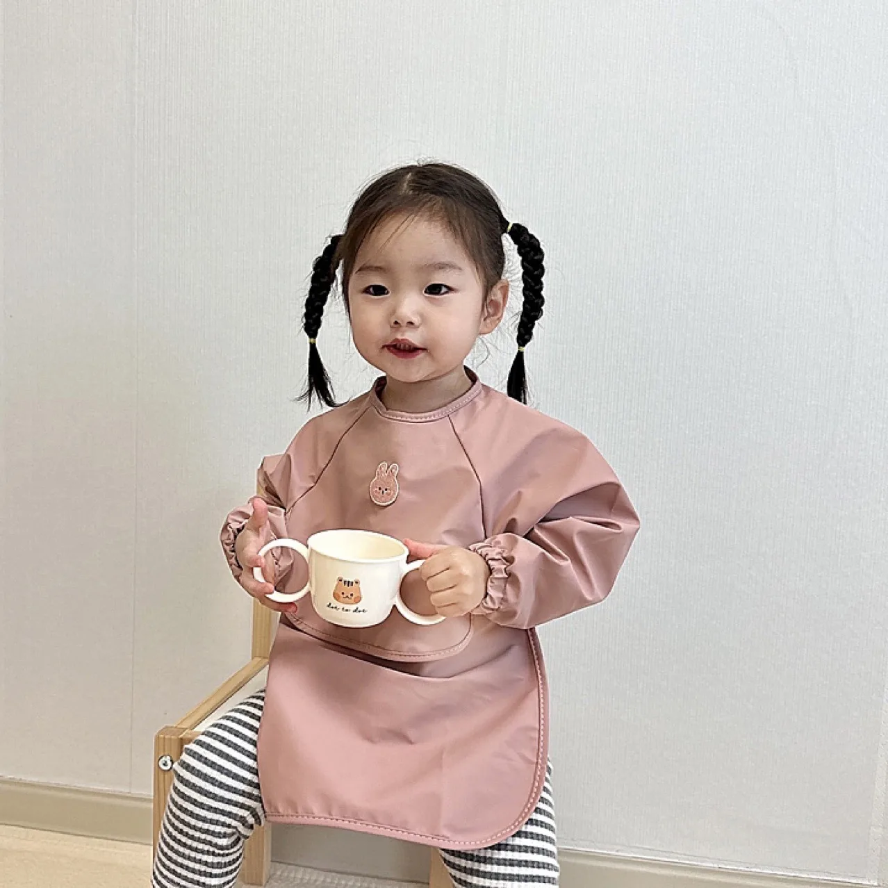 New Children Feeding Aprons Long Sleeve Baby Bib With Pocket Full Cover Kid Gown With Bag Waterproof Long-Sleeve Smock