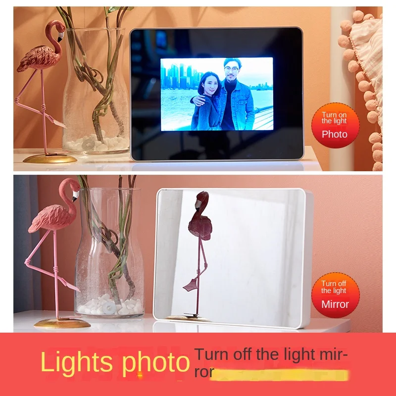 Photo Customization Table Makeup Mirror Magic Mirror with Light LED Photo Frame with Light Desktop Desktop