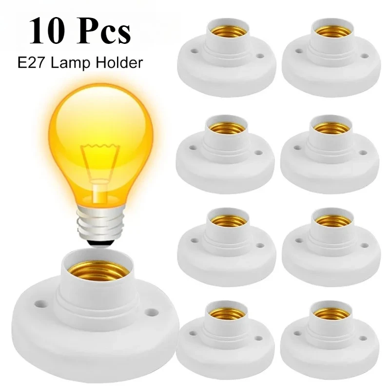 

10 шт. E27 прочный разъем с винтовой крышкой для ПК, белый потолочный светильник, крепежная база для лампы, подставка, держатель лампы, спиральное основание светодиодной лампы