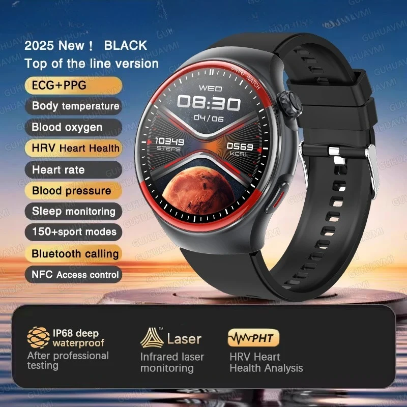 2025 جديد Xiaomi الراقية كشف الليزر ساعة ذكية الرجال دقيقة HRV بلوتوث دعوة NFC الساعات الصحية