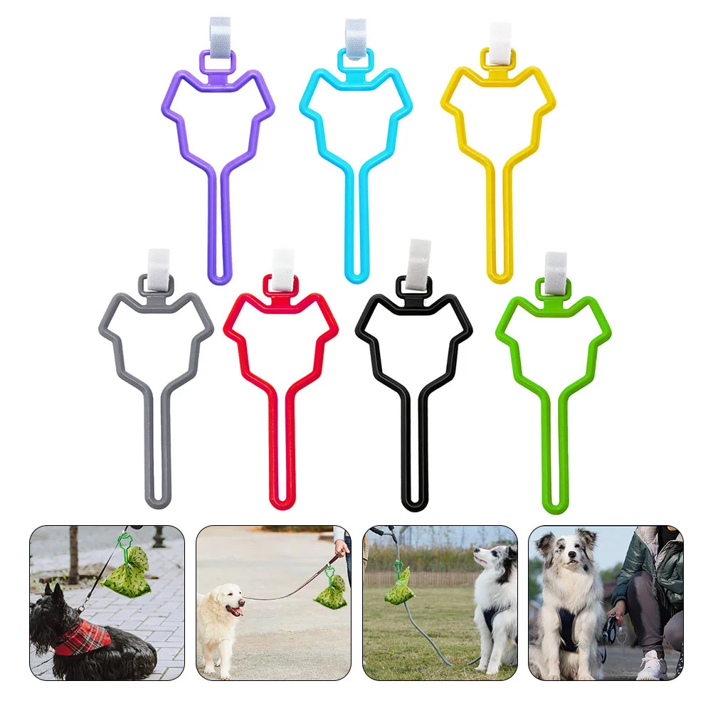 

7 Pcs Pet Poop Bag Clip Dog Leash Waste Carrier Holder Garbage Belt Trash 123X6X05CM Supplies Dispenser Hands Free Knot