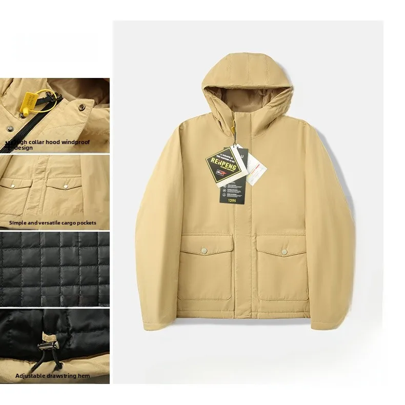 سترة من القطن من Thiened للرجال شتاء دافئ كاجوال مبطن مع حامل مناسب قبعة Faion Urban متضمنة الطول العادي