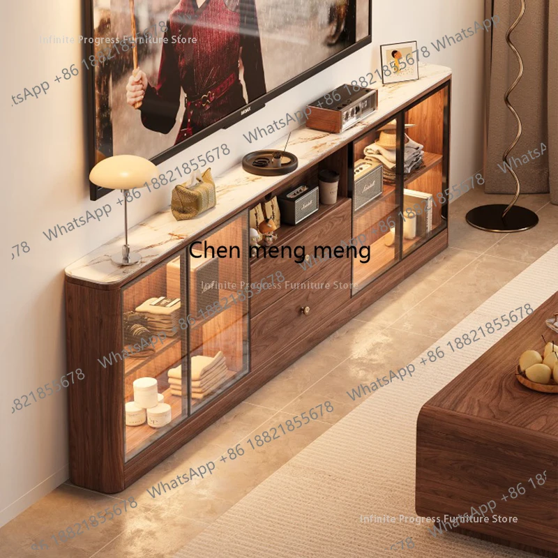 

Mid-Century Style Sintered Stone TV Stands Nordic Solid Wood Bedroom Storage Cabinet Ultra-thin TV Cabinet Luxury Furniture