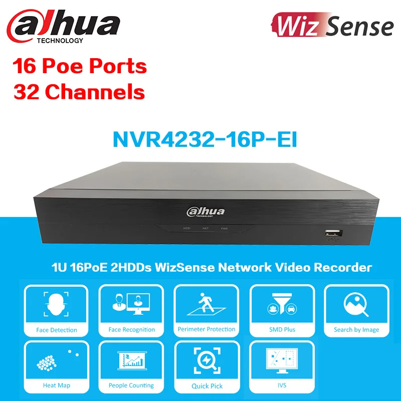 Dahua NVR4216-16P-EI NVR4232-16P-EI 16ch/32ch 1u 16poe 2hdds wizsense netzwerk video recorder