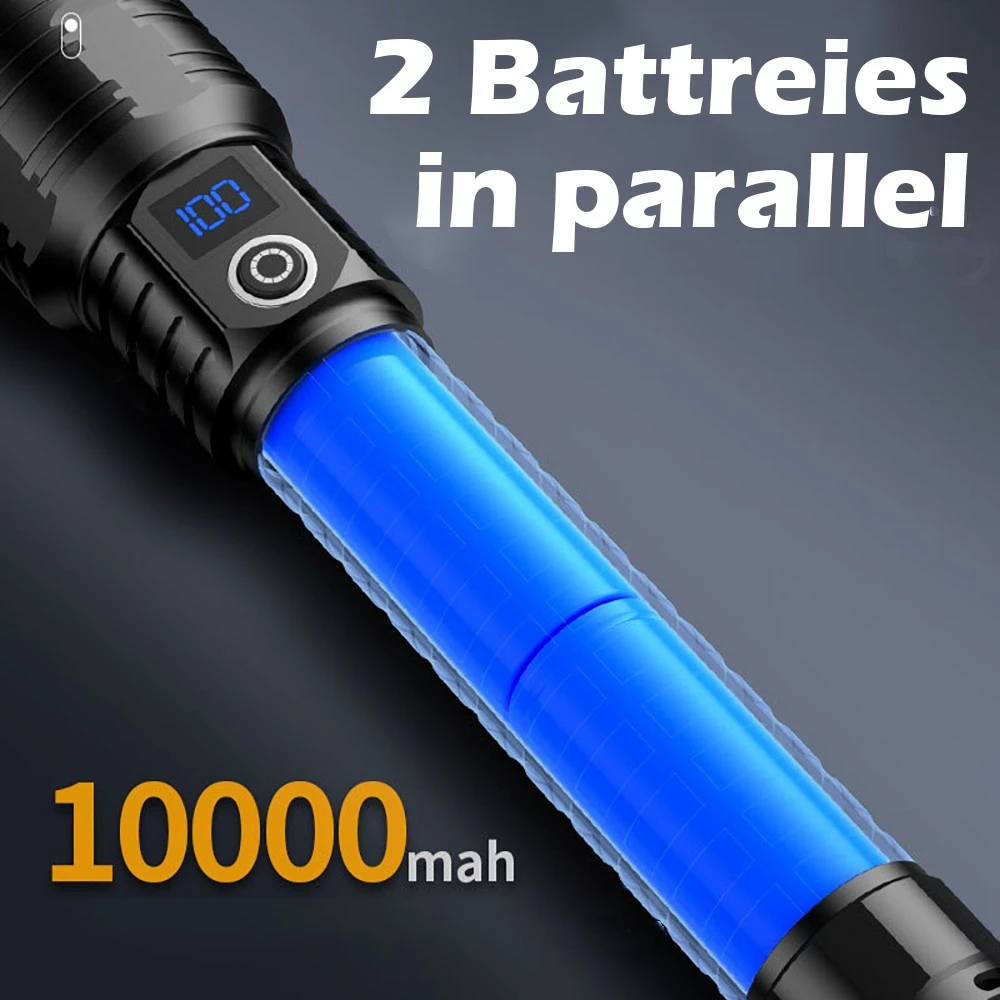 2025 Ultra Powerful Flashlight 800W Rechargeable Torch Light 10000mAh XHP360 High Power LED Flashlights 5000M Tactical Lantern