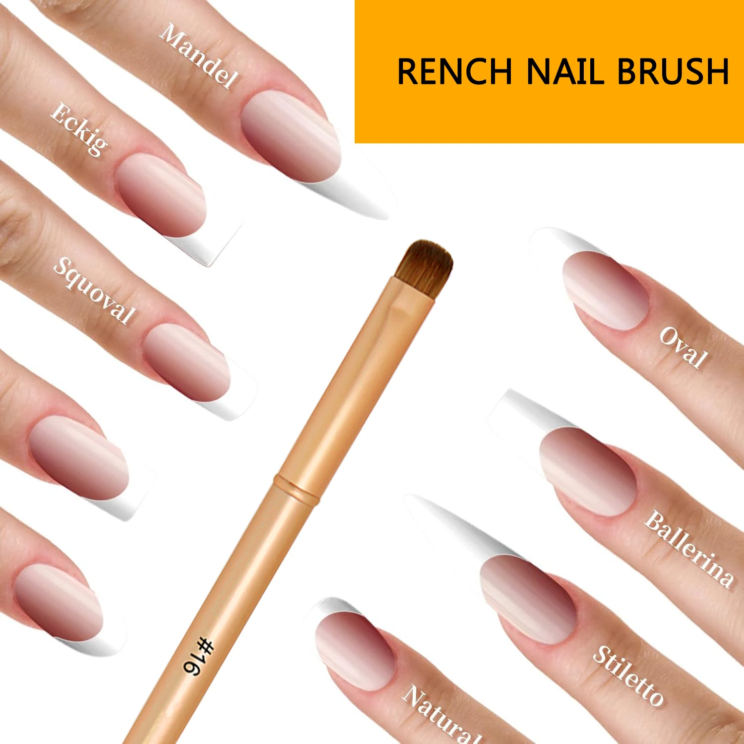 แปรงทำเล็บอะคริลิค Kolinsky สำหรับวาดลายเพชร ทาสีเจล ด้ามโลหะสีทองด้าน