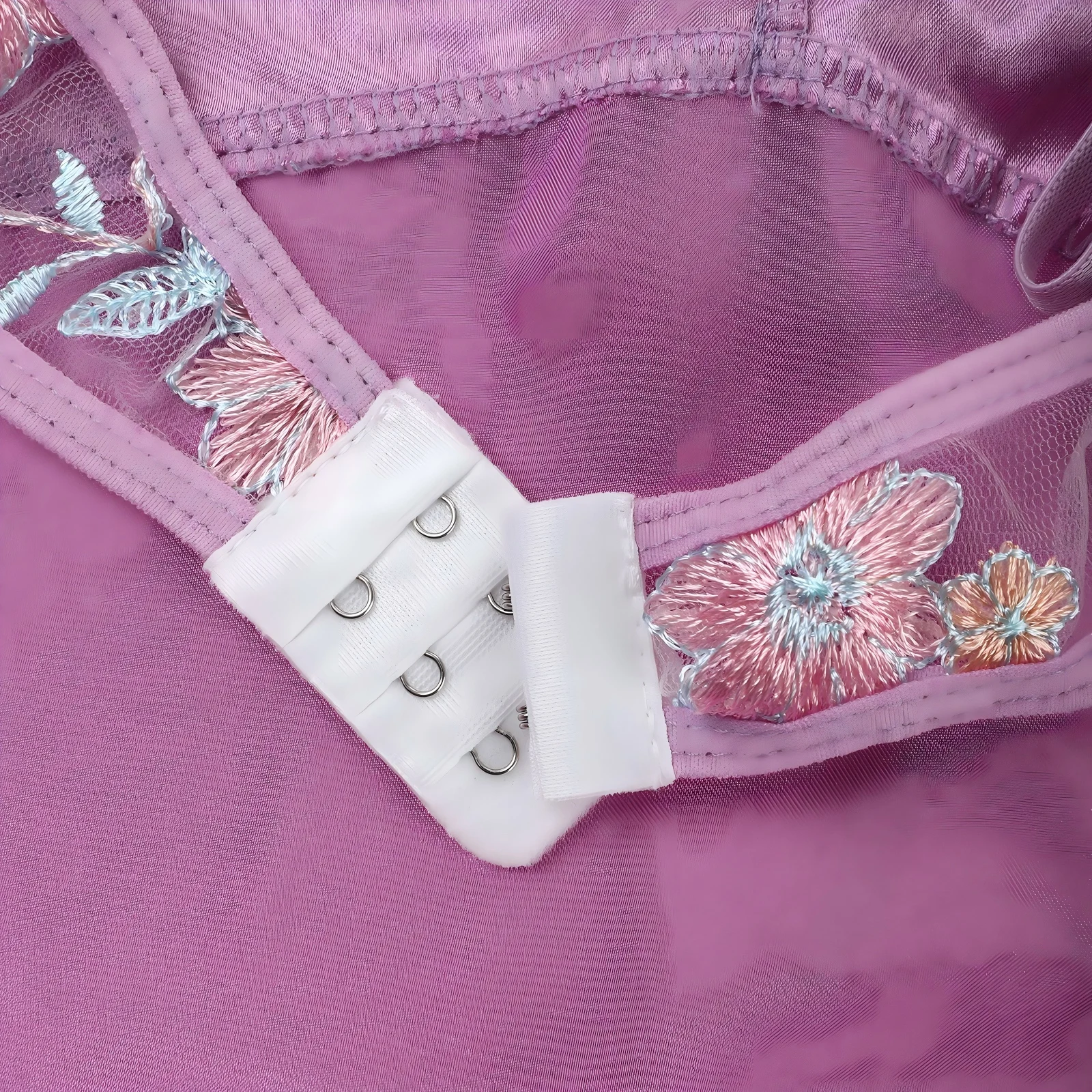 XL ~ 5XL فستان نوم لانجيري مطرز بالزهور مقاس كبير - شبكة شفافة، أشرطة سباغيتي، زخرفة من الدانتيل. ملابس داخلية مثيرة، مثيرة للنساء البالغات