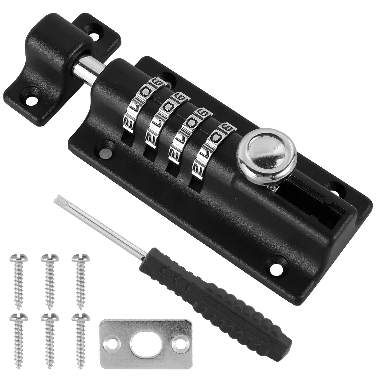 Sliding Combination Bolt Combi Bolt Latch Keyless Combination Bolt 4 Digit Pin Dial Slide Bolt for Sheds Gates Cupboards Fences