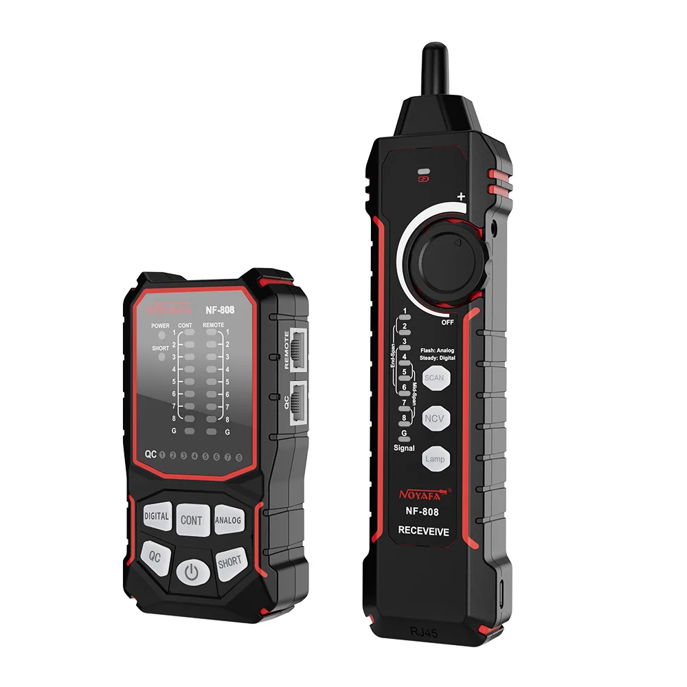 

NF-808 Multifunctional LAN Cable Tester Fast Direct Scan Continuity Krystal Head PoE UTP/STP Digital Analog Modes