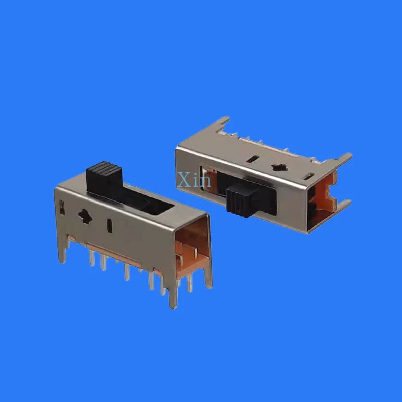 100pcs/ SS-25D01(2P5T) double-row vertical toggle switch 5-speed 12-pin in-line welding board power slide switch