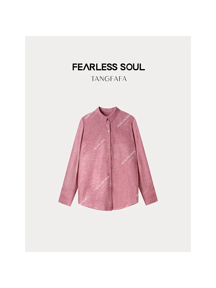 

TangFa Early Autumn Long Sve irt Jaet Vintage Feel Casual Sle Women's Cotton 00% Stand Collar No Special Function