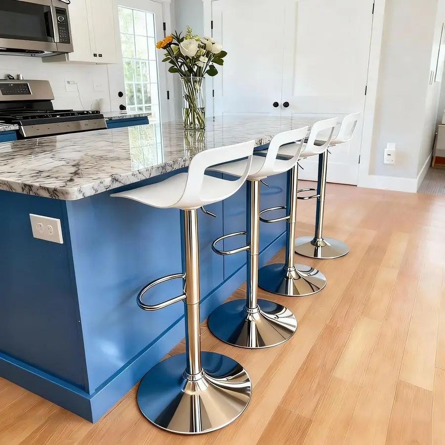 

Bar Stools Set of 4, Adjustable Counter Height Barstools, Metal Kitchen Island Bar Chairs, White