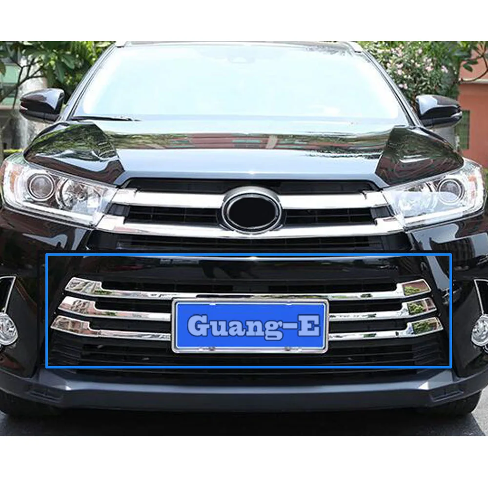 Car Cover ABS Stick Racing Engine Trim Front Hood Grid Grill Grille Frame For Toyota Highlander 2015 2016 2017 2018 2019 2020