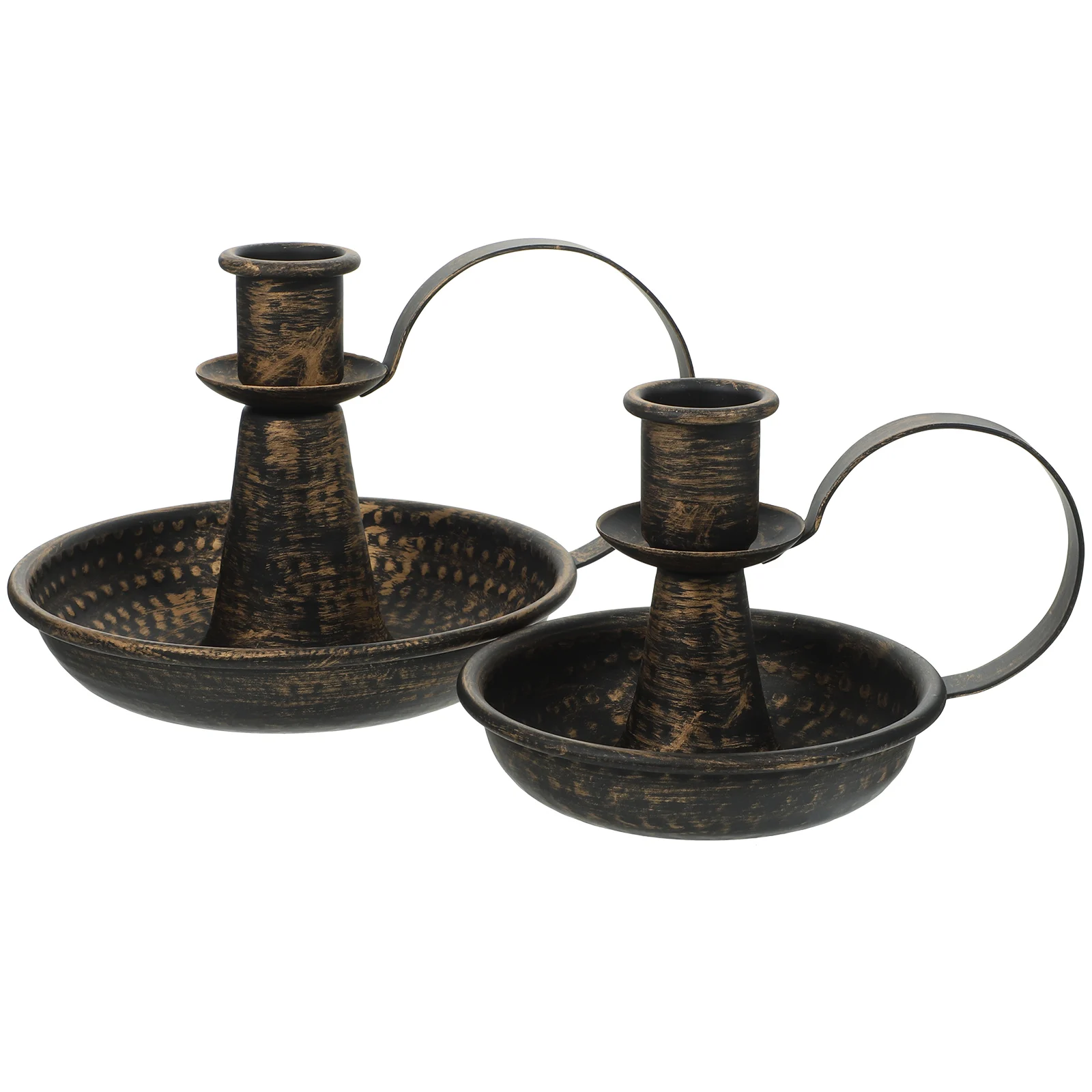 

2Pcs Black Metal Vintage Holders Retro Iron Decorative Pillar Candlesticks for Dining Table Home Desktop Decor