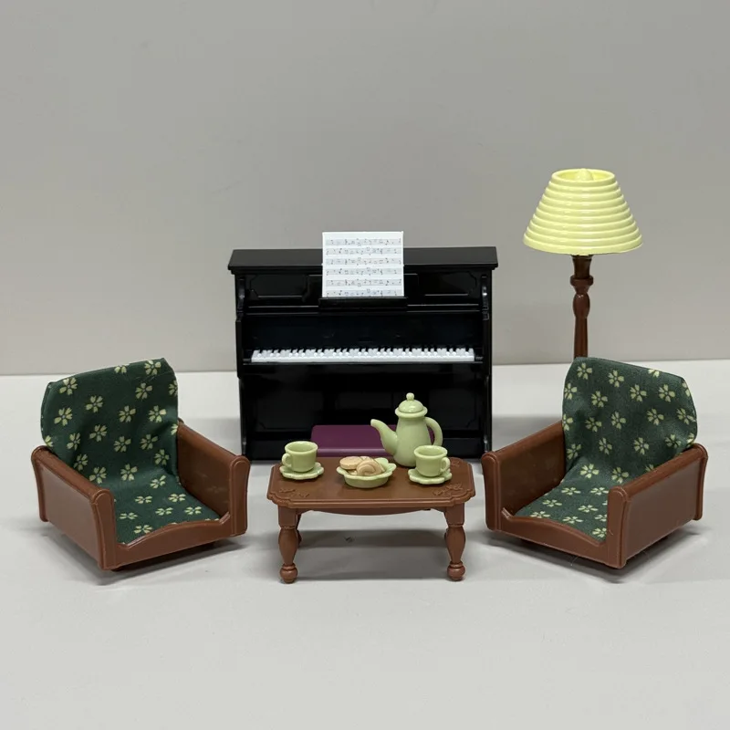 Dolls House Accessories Simulation Piano Sofa Living Room Miniature Scene Decor Ornaments Furniture Model Kids Play House Toys