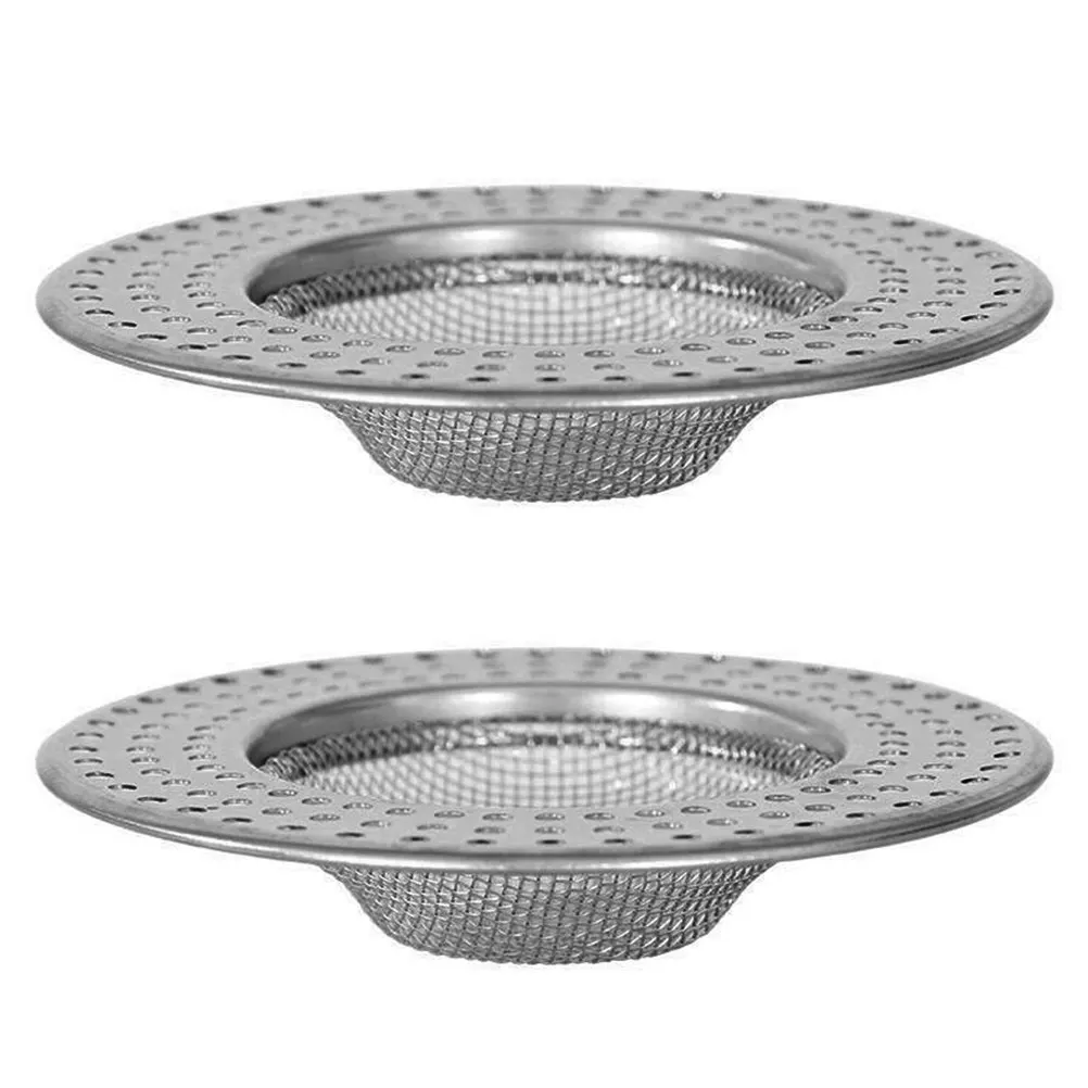 2Pcs Professional Kitchen Sink Strainer Stainless Steel Drain Filter Basket Universal Fit for Sink Garbage Disposal Bathroom