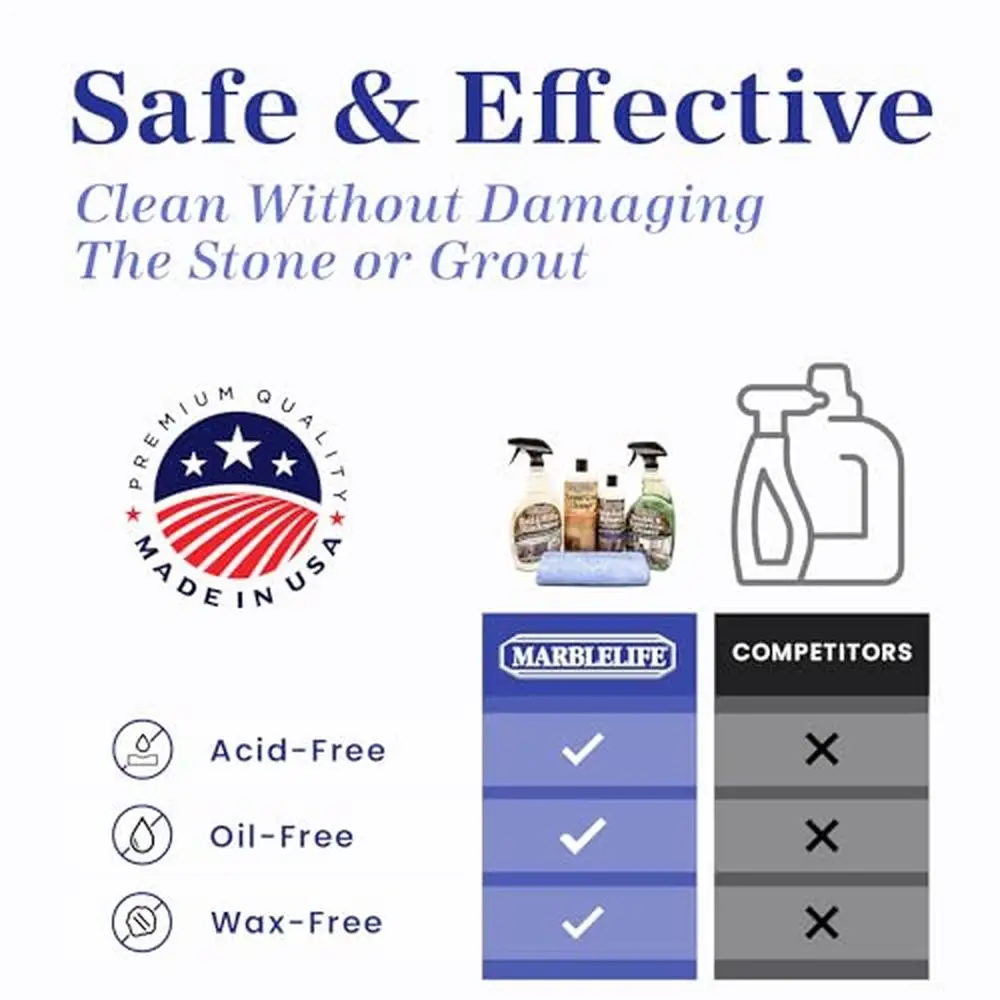 Stone Shower Clean & Maintain Eco-Friendly Kit Tile Shower Grout Professional Grade Biodegradable Formula Made in USA 100%