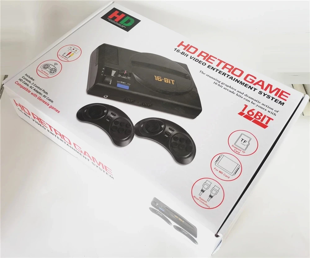 16 Bit Wireless HD Retro TV Video Game Console For Genesis For MegaDrive Games Support TF Card&Cartridge