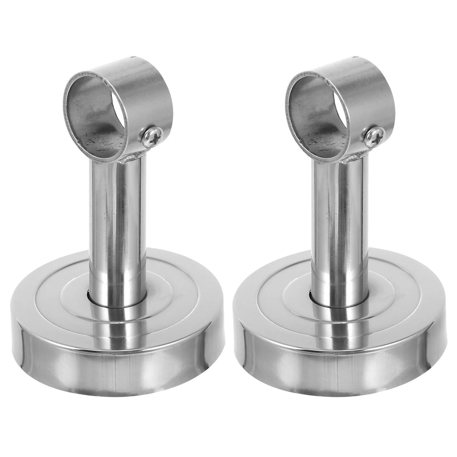 

2pcs Stainless Steel Clothes Rail Ceiling Mount Brackets Silver Heavy Duty Rust Proof Closet Shower Curtain Rod Holder Storage