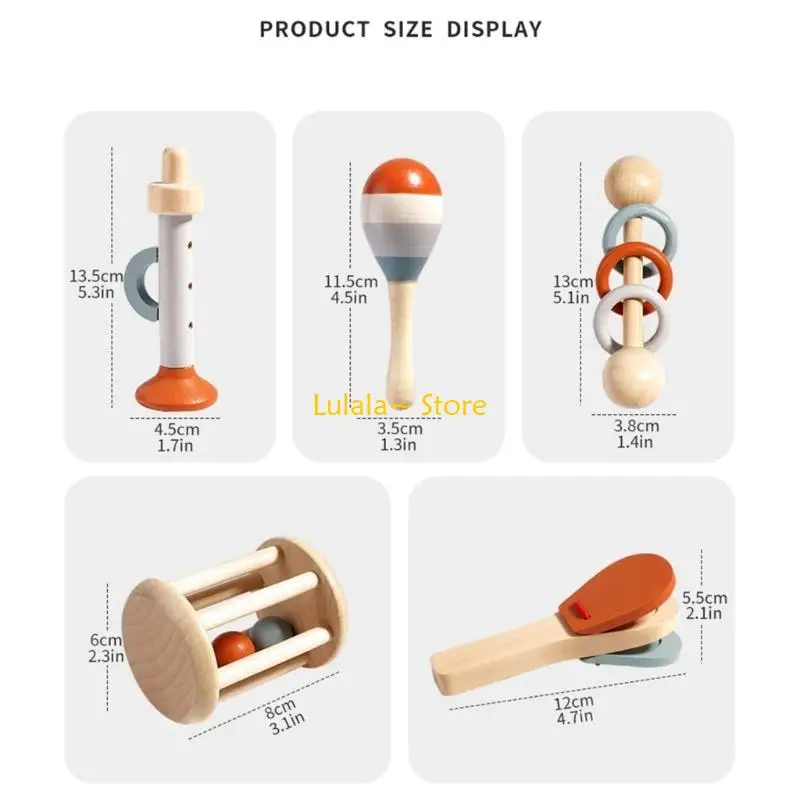 Y4QA 5pcs 나무 음악 세트 악기 장난감 유치원 어린이 Orff 음악 장난감 아기 선물 음악 학습 타악기 장난감