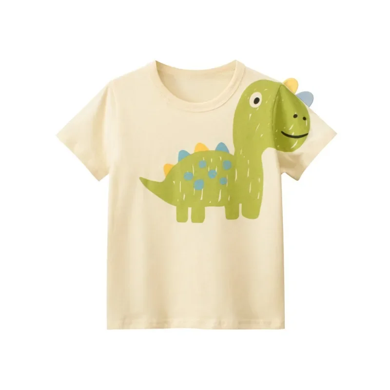 

2024 Brand New Summer Clothes Boys Short Sleeves Tops Tee Shirt Children's T-shirt 3D Cartoon Dinosaur Kids Outfits Dropshipping