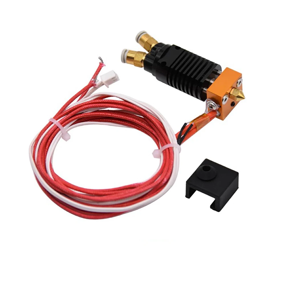 24V 2in1 Out Dual Color Hotend Extruder Brass Nozzle 0.4 Print Head w/Silicone Sock Heater Thermistor F Ender3/V2/5/Pro/Plus