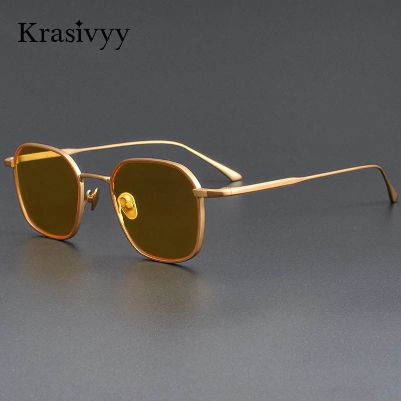 

Солнцезащитные очки Krasivyy из чистого титана и нейлона, мужские квадратные антибликовые очки для вождения, женские брендовые японские очки с защитой от УФ-излучения