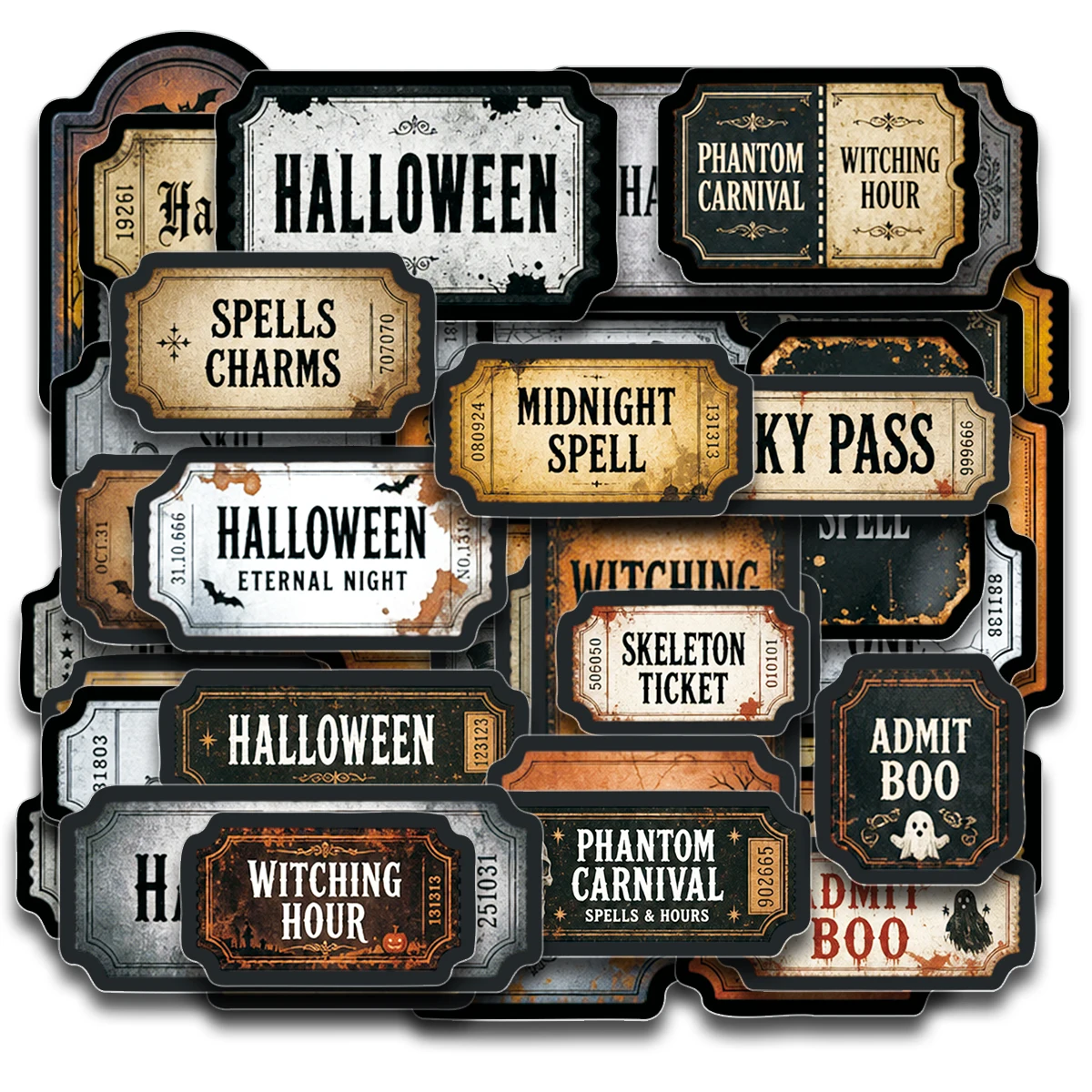 4 Blatt/82 Stück Halloween Vintage Gothic Aufkleber, für Scrapbooking, Junk Journaling, Geschenkverpackungen, Partydekorationen – Detail 5