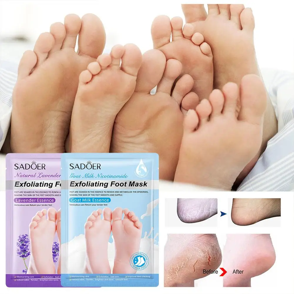 SADOER 1/5/10/20PCS Moisturizing Exfoliating Foot Mask with Lavender & Goat Milk Extract Nourish & Smoothen Foot Skin Effective