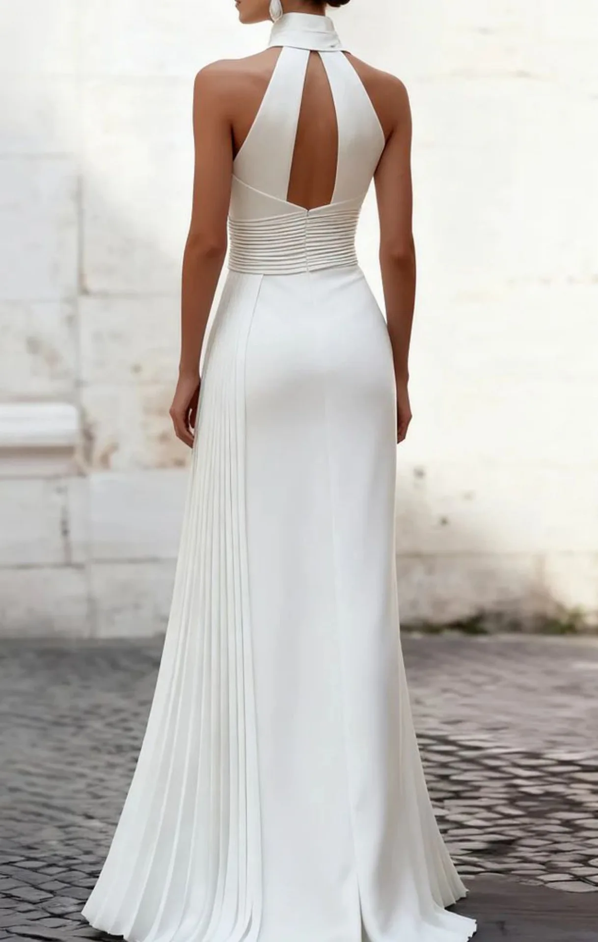 2026 New High-neck Suspender Evening Dress, Smart Fit, Pleated Long Dress, Solid Color Dress In Multiple Colors Outfits Bandage