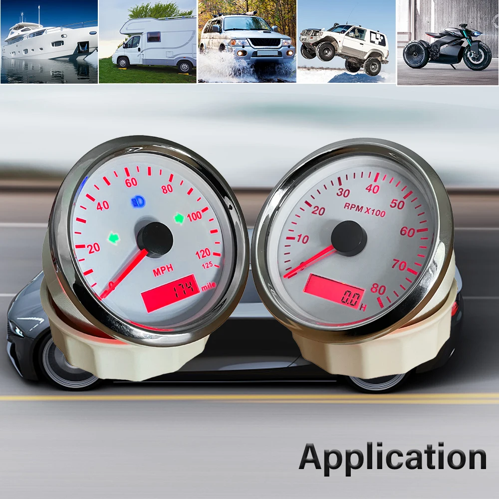Rhaxel 85MM GPS Speedometer 0-125 0-160 0-200 KMH MPH with Tachometer 8K 12K RPM Gauge with Backlight for Cars Motorcycle Truck