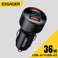 Essager USB Car Charger Dual Ports PD Type C 36W Fast Charger For   iPhone 16 15 14 13 Xiaomi Huawei Honor Realme Phone Charger