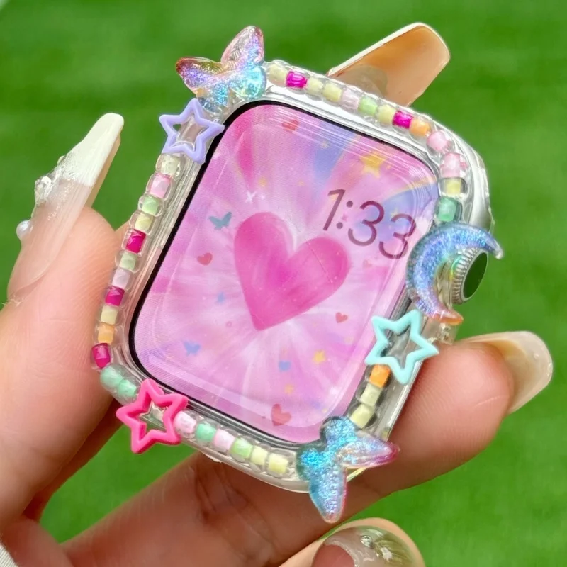 Y2k Fashion Color Butterfly Star Moon Gradual Change Case For Apple Watch 10 9 8 7 41 46 49 45 40 44 Kawaii Case Holiday Gift