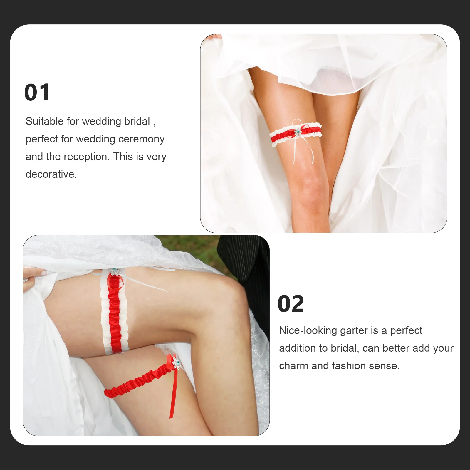 

1 Set Bowknot Lace Wedding Garter For Bride Bridal Leg Strap Women Garters Decorative Elasticated Lace Ring Prom Cosplay Party