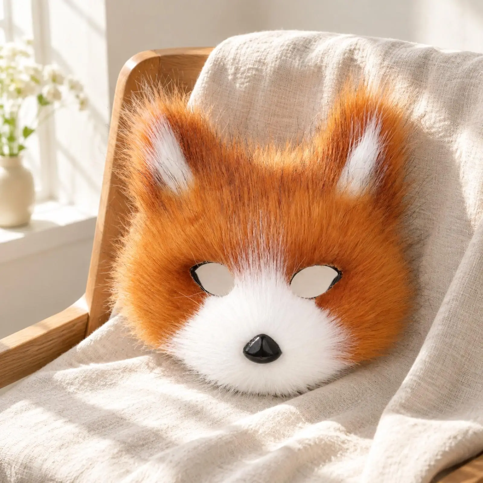 Soft Animal Face Covering with Elastic Strap Comfortable Furry Animal Face Covering with Ears 3D for Halloween Parties, Stage
