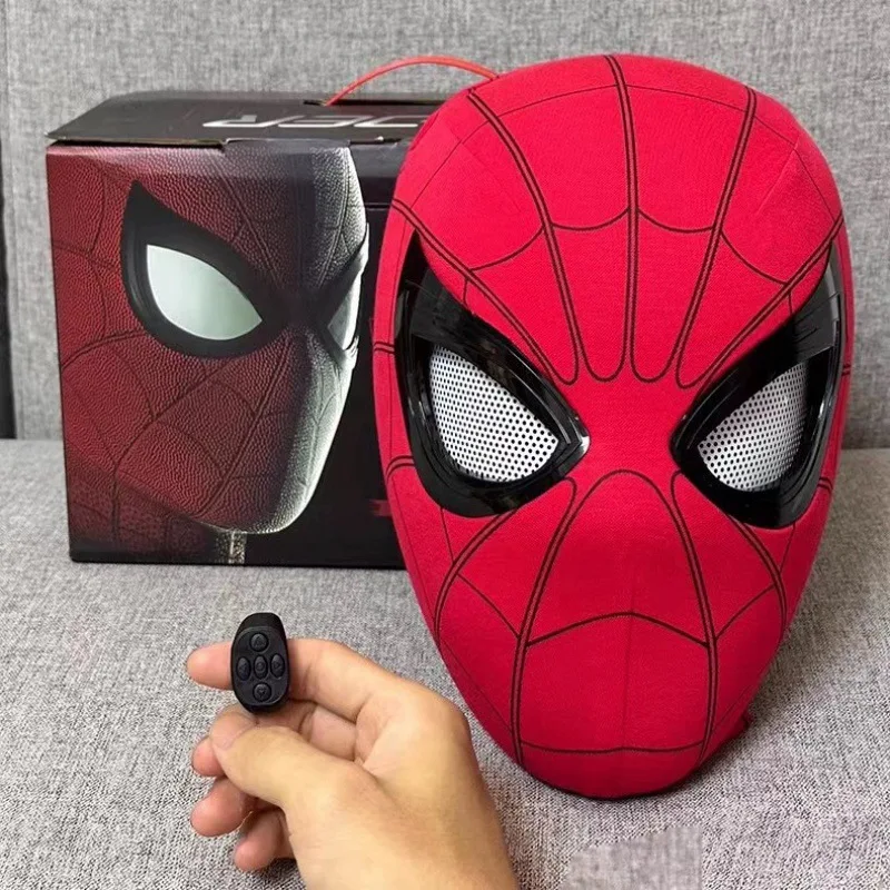 Máscara de cosplay - Ojos móviles Función parpadeante Tocado de superhéroe Adultos Niños Casco de Spider-Man Control de anillo Máscara de cosplay Juguete para regalo