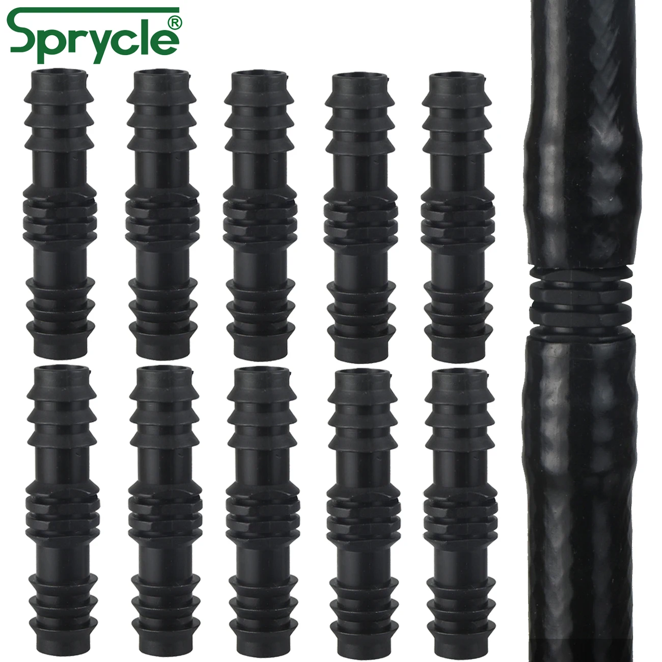 SPRYCLE 10PCS 16mm Couplings Straight Connector Micro Drip Irrigation 1/2\'\' PE Pipe Tubing Hose Repair Fitting Garden Watering