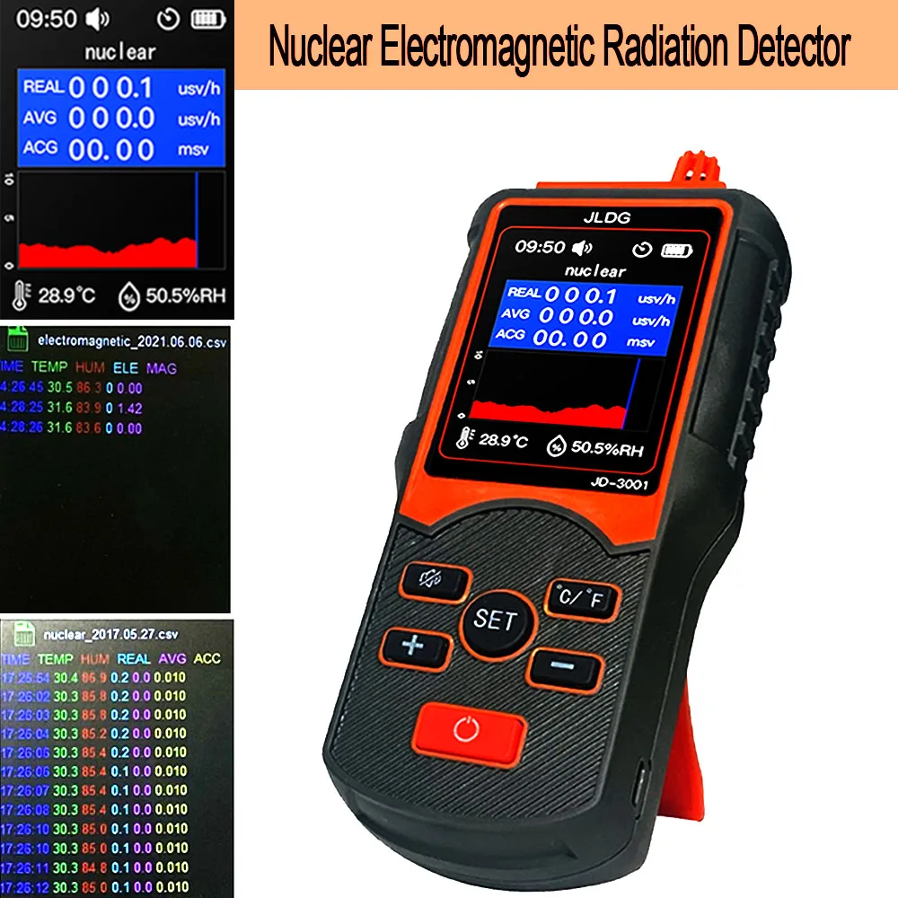 JD-3001 измеритель уровня радиации, счетчик Гейгера, детектор ядерного электромагнитного излучения, измеритель температуры и влажности