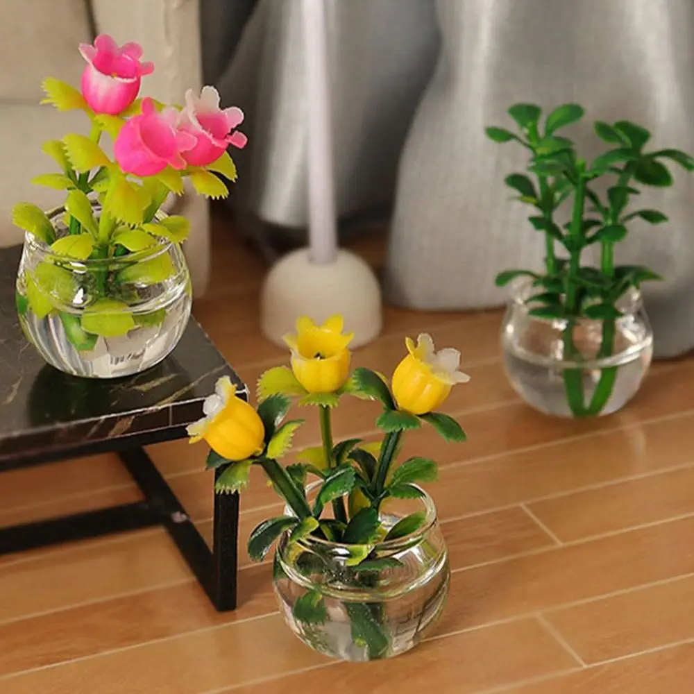 1:12 Dollhouse Miniature Mini Plastic Simulation Vase Green Luo Plant Finished Flower Outdoor Doll House Model Accessories