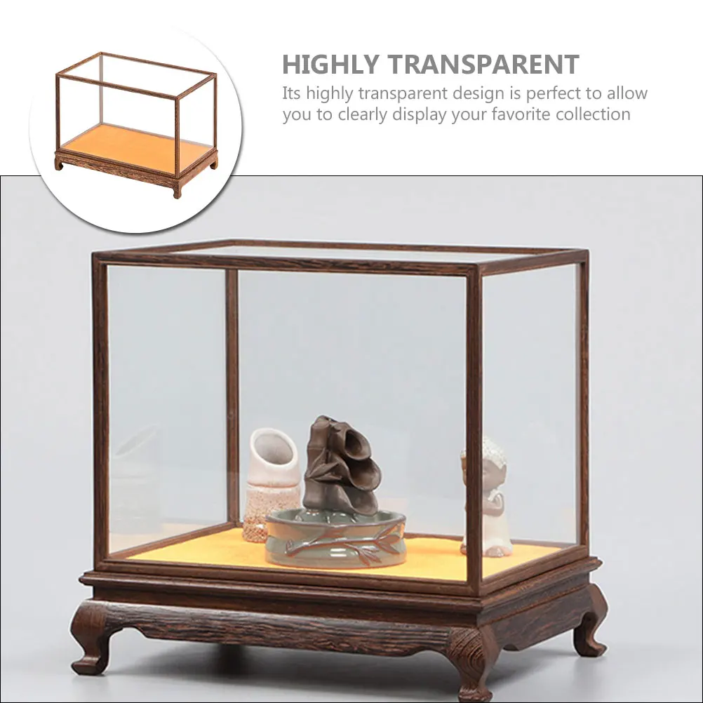 

Multi-Functional Clear Display Box Transparent Collectibles Organizer Wooden Storage Case Home Decor Storage Box